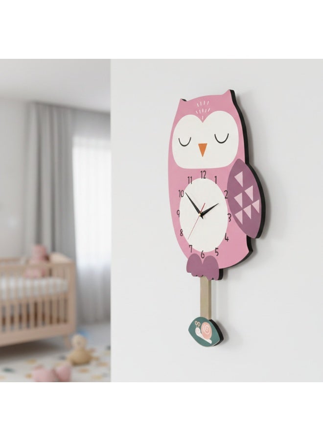 A high-quality, elegantly designed owl-shaped pendulum wall clock with cheerful colors and a gentle movement; easy to install and suitable for various uses and decors. - Image 2